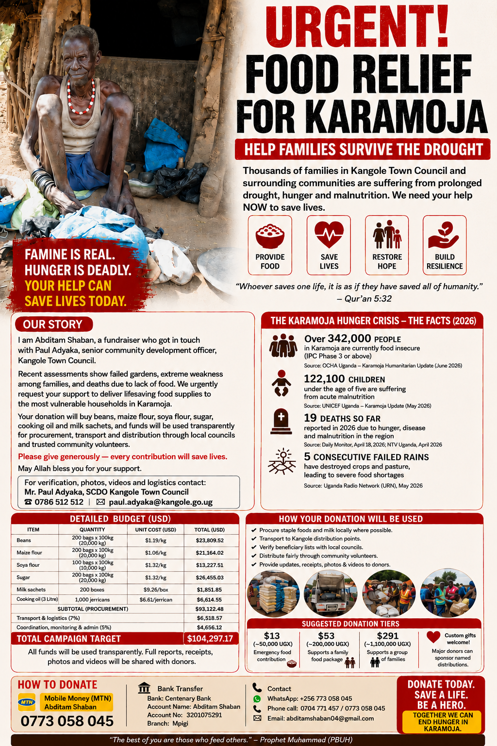 Urgent: Food Relief for Karamoja-Help Families Survive the Drought